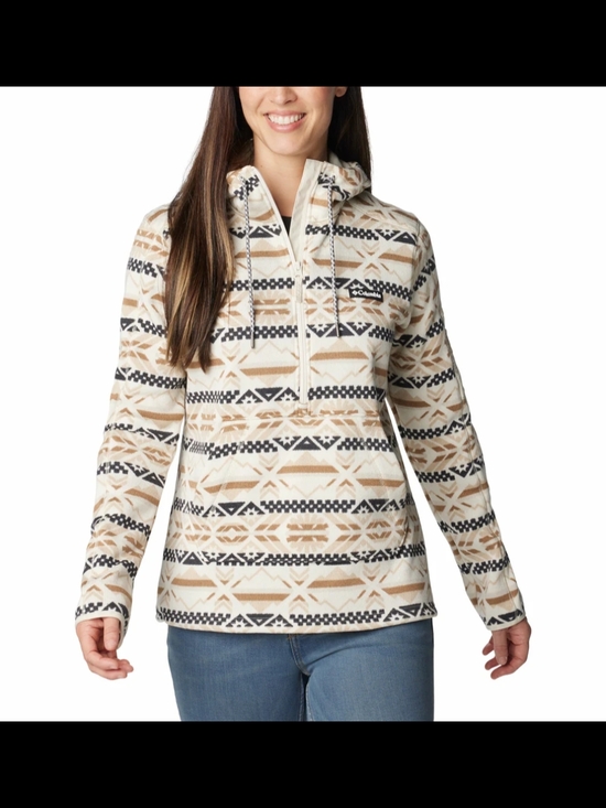 Columbia Jackets & Blazers - Columbia Women's Cream, Tan & Black Patterned Fleece Hoodie